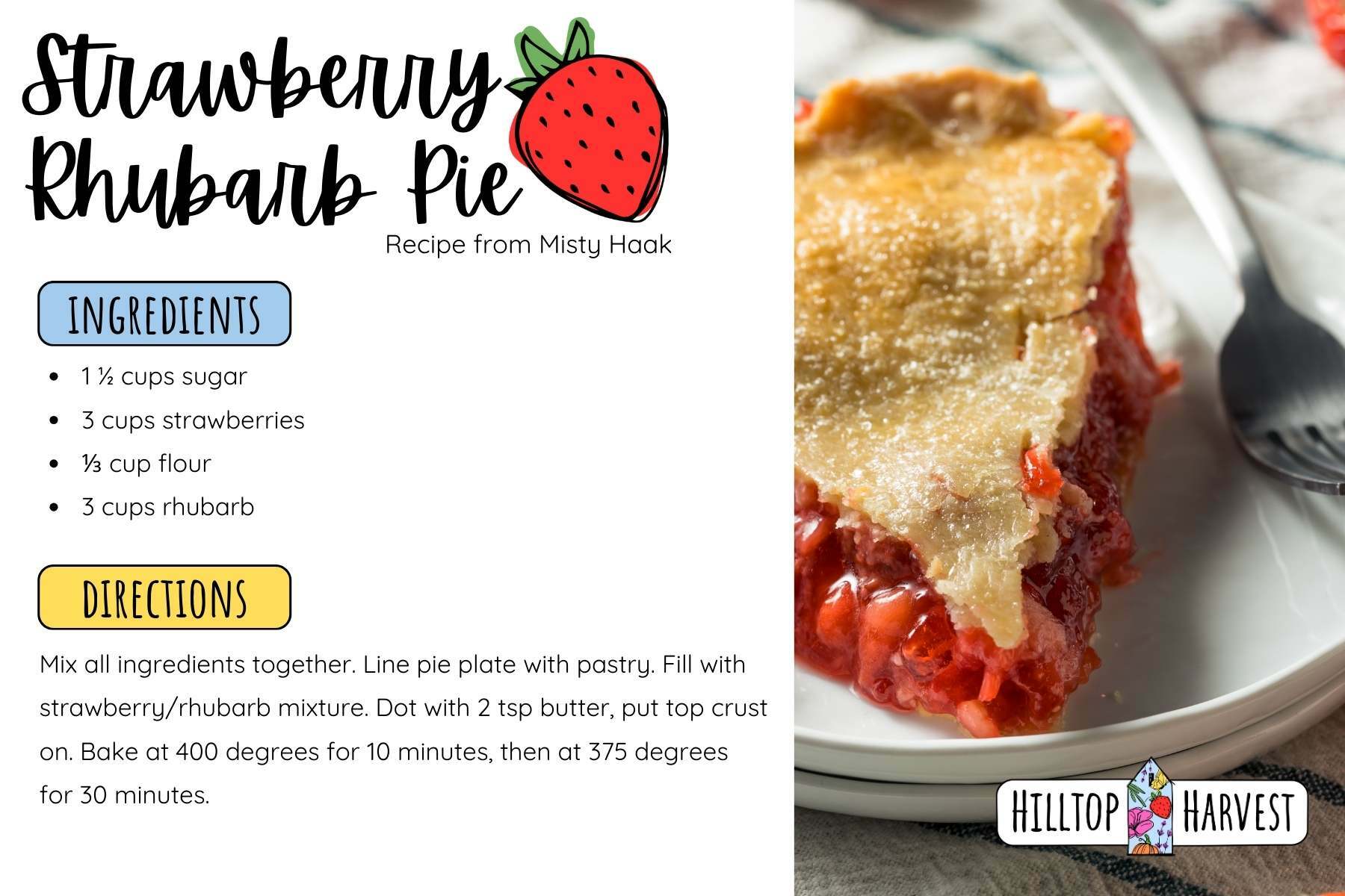 Strawberry Rhubarb Pie Infographic Recipe Card