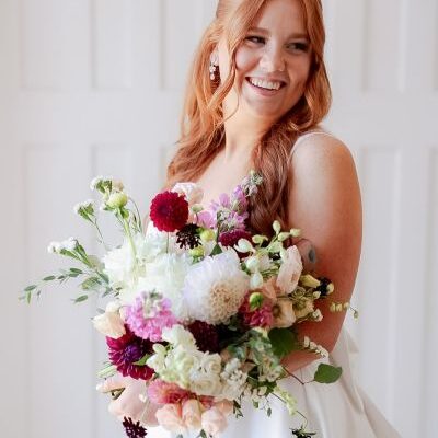 bride white and burgundy flowers larkin